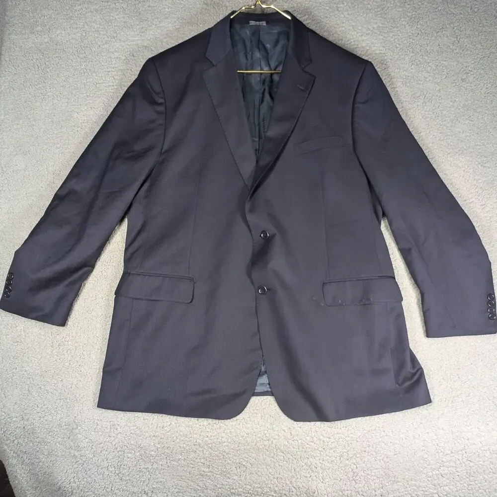 Ermenegildo Zegna Blazer Mens 48 Long Navy Wool Blend Classic 5362 Jacket Coat